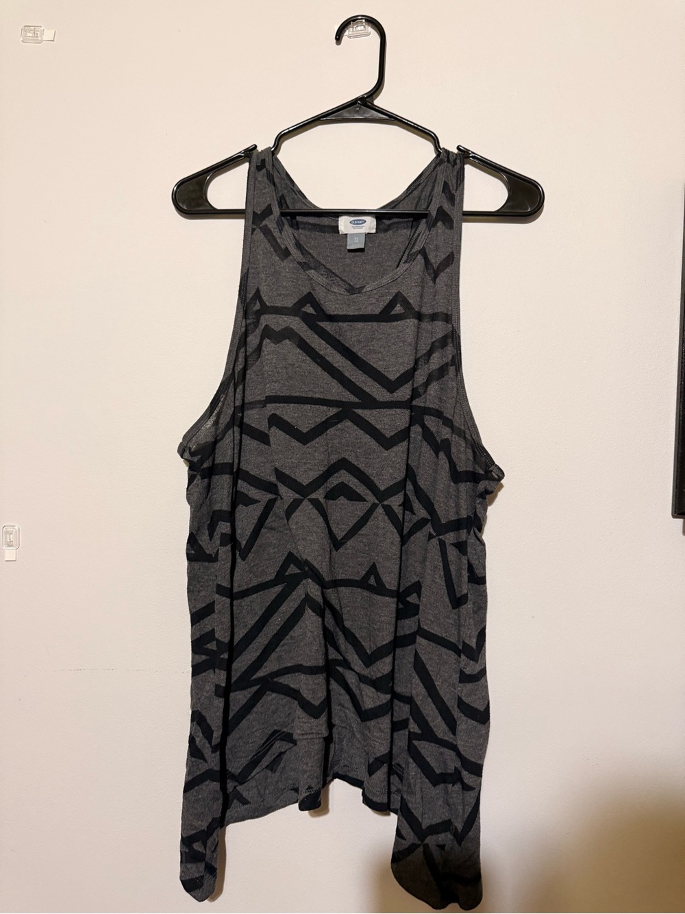 Old Navy Gray and Black Geometric Racerback Tank